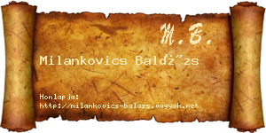 Milankovics Balázs névjegykártya